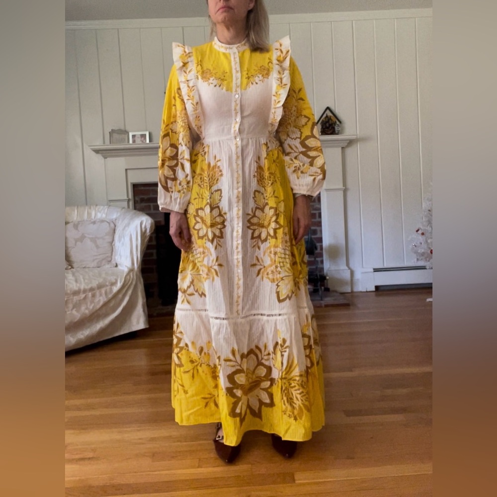 Farm Rio Off White Aura Floral Maxi Dress